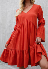 Vestido con cuello en V y mangas Marie